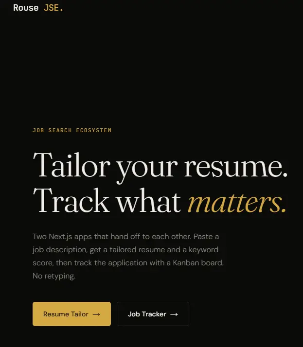 Screenshot of Rouse landing page homepage